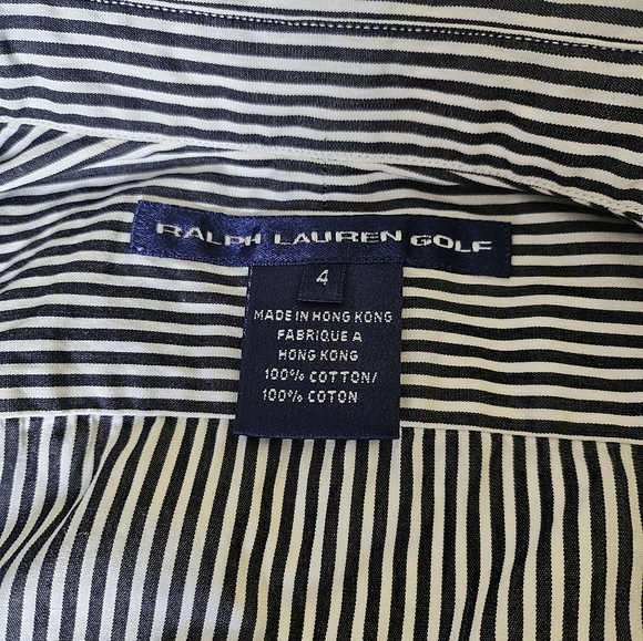 Womens Ralph Lauren Golf Black White Strip Button Up Tank Top Size 4 100% Cotton - Picture 4 of 11